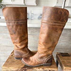 Frye Brown Leather Tall Riding Boots